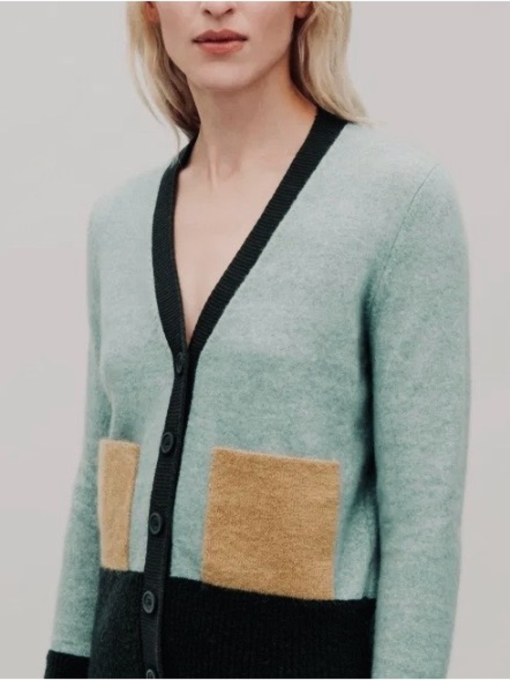 COS Colour-block Cardigan Green S